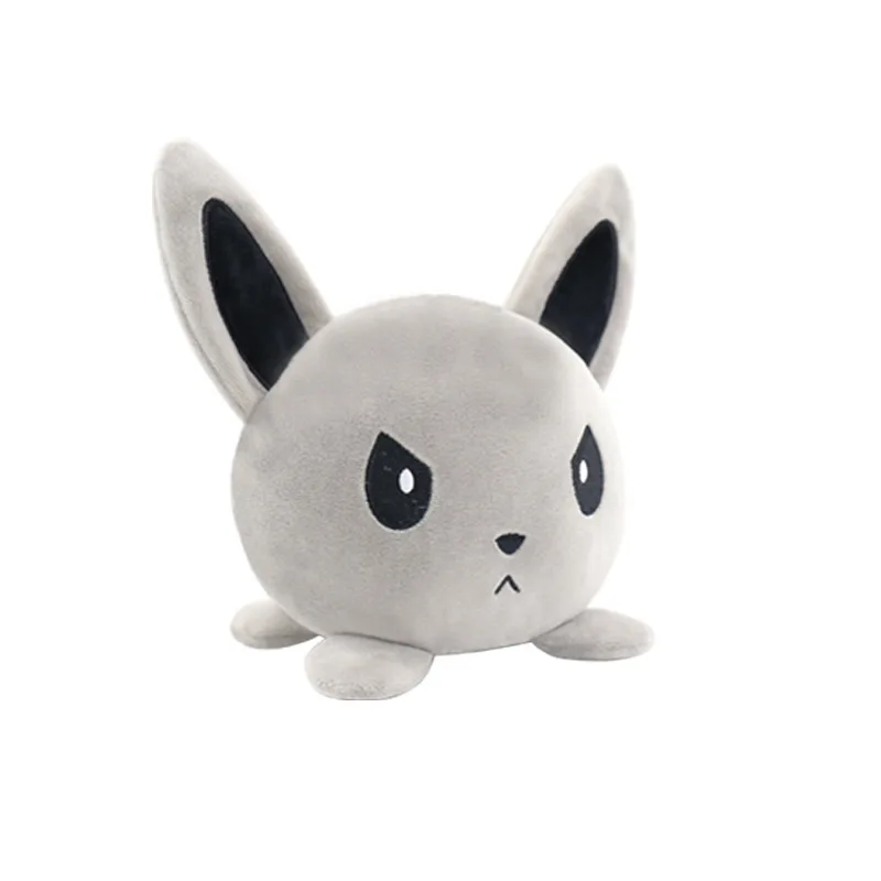 Wholesale Cute animal plush reversible flip dog rabbit panda happy sad double-sided plush toy