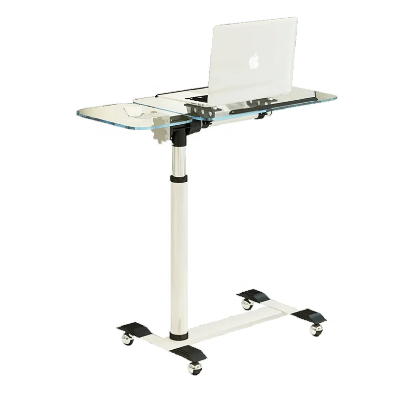Rolling Laptop Table Height Adjustable Computer Mobile Notebook Stand Desk  With Wheels Casters