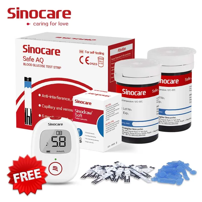Sinocare Buy 4 Get 1 Free Blood Glucose Monitor With Voice Blood Sugar Meter Glucose Meter Glucometer Glucometro