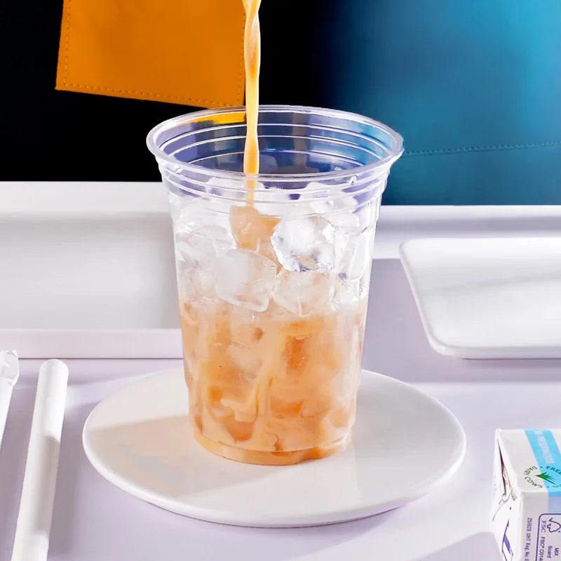 Logo Branded Print 12oz 16oz 24oz 32oz Sealable Coffee Juice Smoothie Clear PET Plastic Cup For Bubble Tea