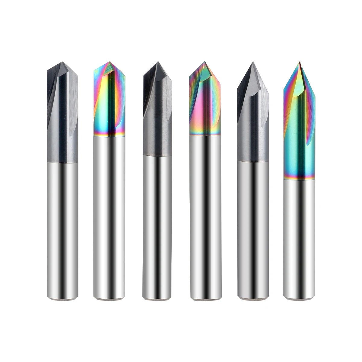 Milling Cutter HRC60 58 45 Tungsten Chamfering Knife 2 3 Flute 90 Degree Straight Spiral Flute Fixed Point Special Tool End Mill