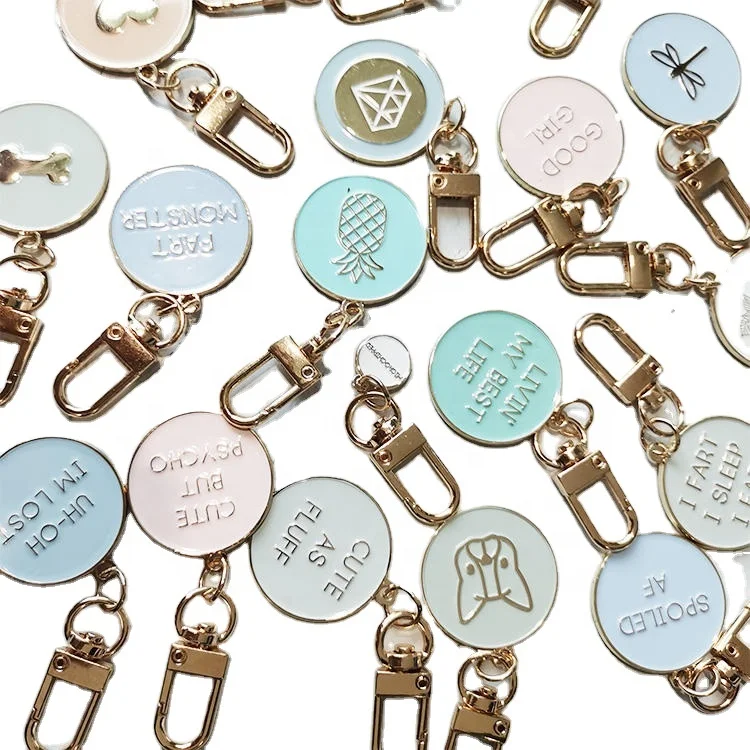 Popular custom logo keychain maker zinc alloy soft enamel die cast metal keychains for laser logo backstamp