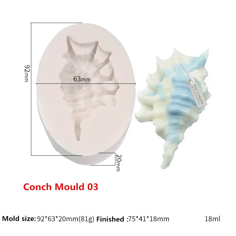 1970 Shell Candle Silicone Mold DIY Ocean Series Conch Plaster Mold