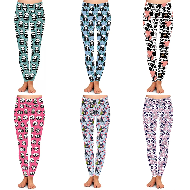 High quality 92% polyester 8% spandex 230gsm buttery soft pink heart panda leggings