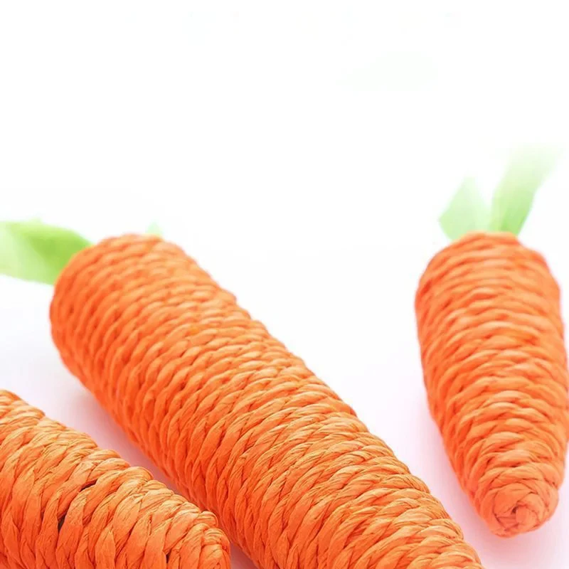 Wholesale Handmade Sisal Rope Bite-Resistant Carrot Shaped Pet Cat Sound Chew Toys Built-in with Ring
