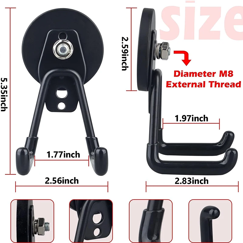 Heavy Duty Storage Utility Magnet Hooks with Anti-Slip Coating