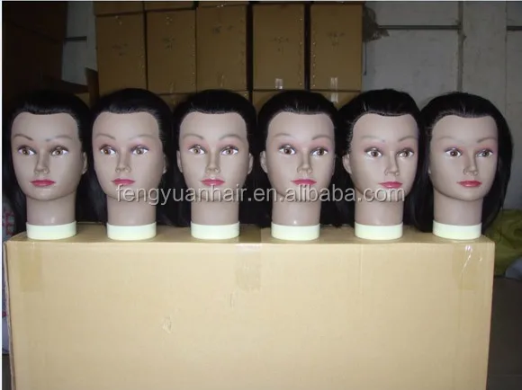 Factory Sale 100% Human Hair Mannequin Head Styling PVC Doll for Hair Cutting Braiding Bleaching for Modeling