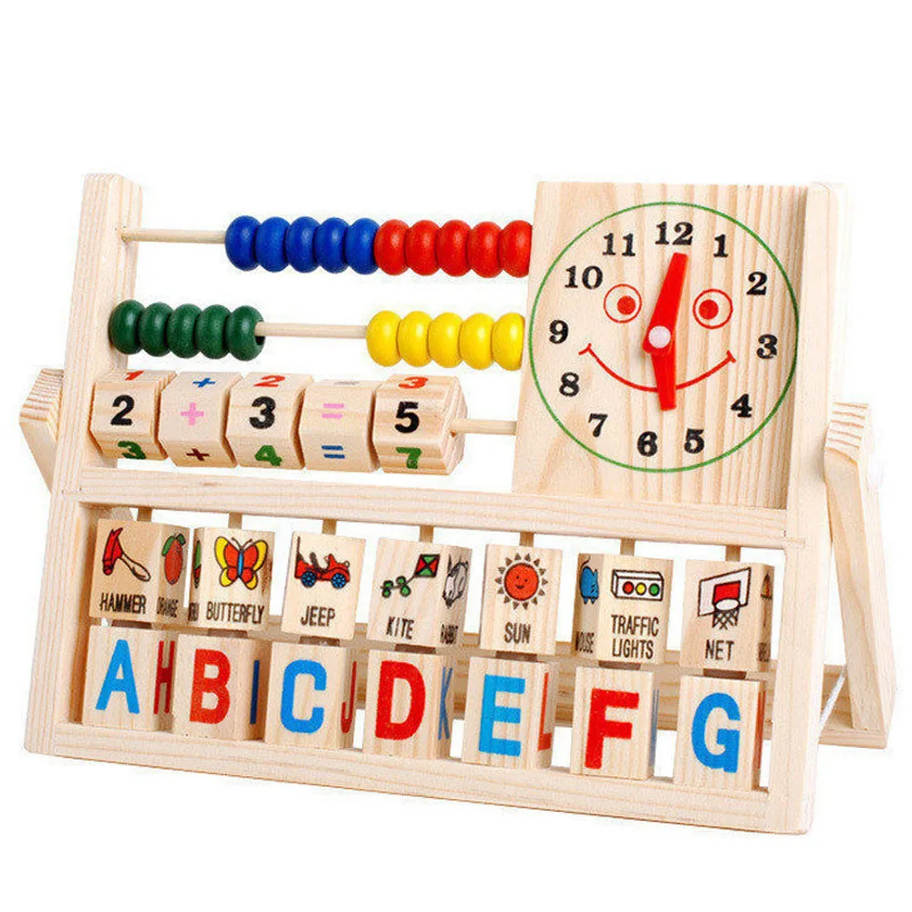 
Wholesale montessori arithmetic wooden alphabet abacus learning math with clock educational wooden abacus beads toys for kids 