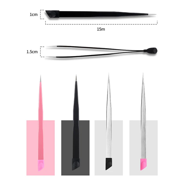 Hand Crafted Volume Tweezers Deep Angled Pointed Eyelash Applicator Tweezer Peseta Manicure Tool Forceps Clippers Eyelash