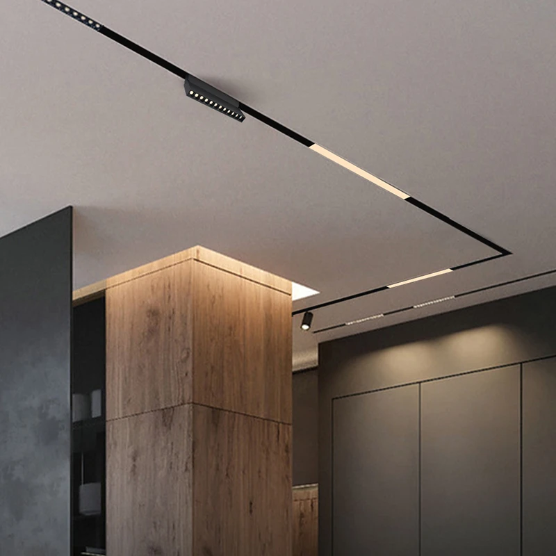 Aisilan high end 220v  tuya black 48v 25w wall washing adjustable  led magnetic track light rail