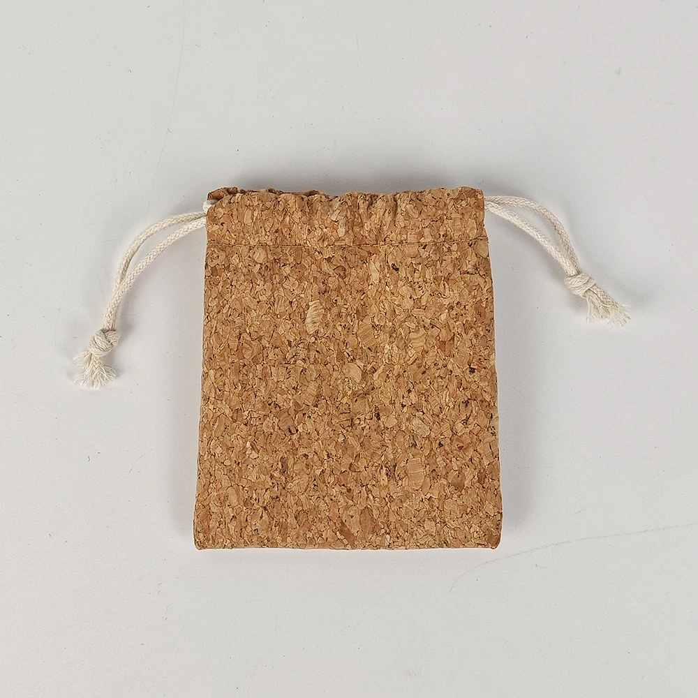 Custom Logo Promotional Small Gift Bag Cork Drawstring Bag And Purses Wallet