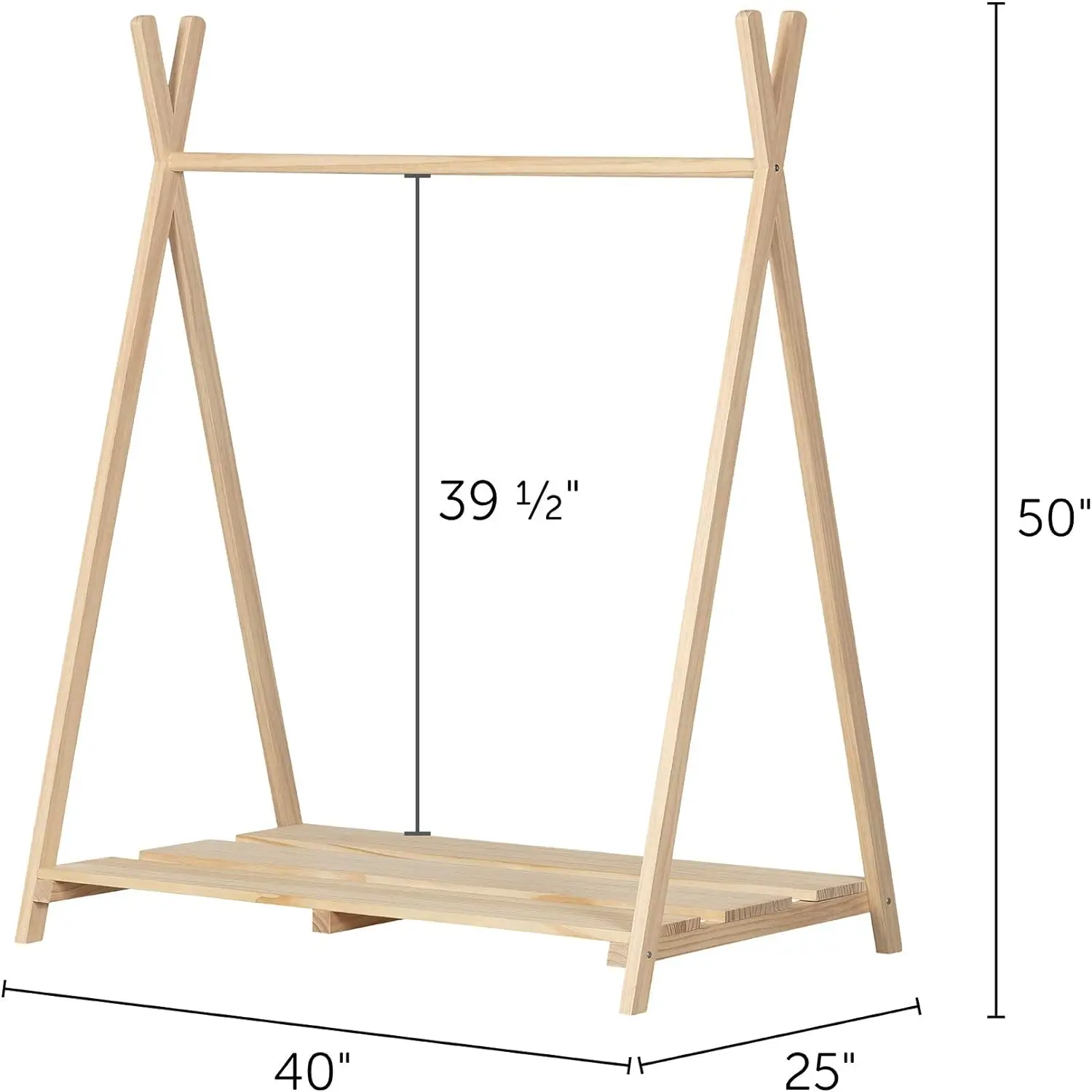 202406 wooden coat clothes hanging storage rack shelf organizer stand South Shore Sweedi Scandinavian Clothes Rack for Kids