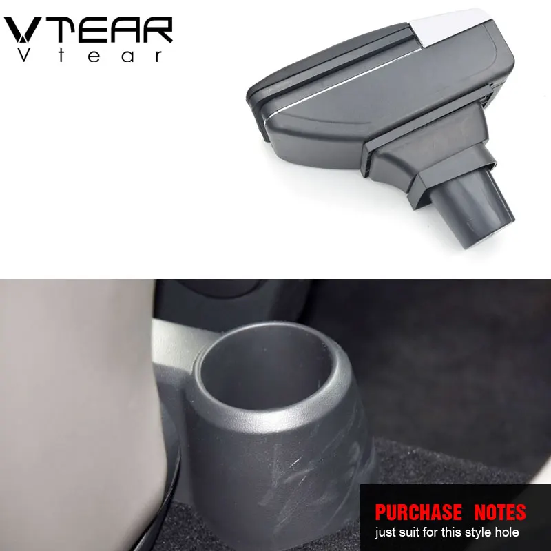 Vtear For VW UP armrest leather central store storage box red thread car-styling interior ABS arm rest accessories part2009-2018