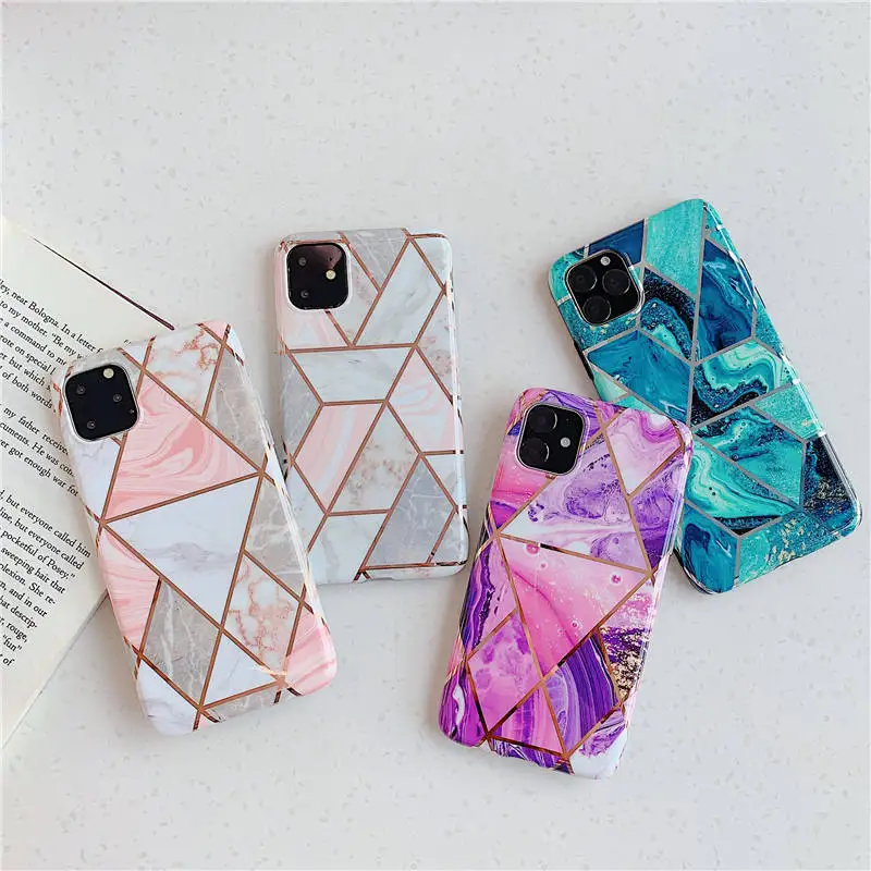 Best Selling Luxury Women Marble Electroplated Phone Accessories Mobile Back Cover Phone Case For Iphone 11 12 13 14 Pro Max