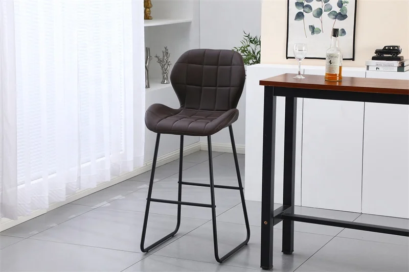 Hot New Products Modern PU Bar Stools With High Quality Metal Frame High Legs For Apartment Use