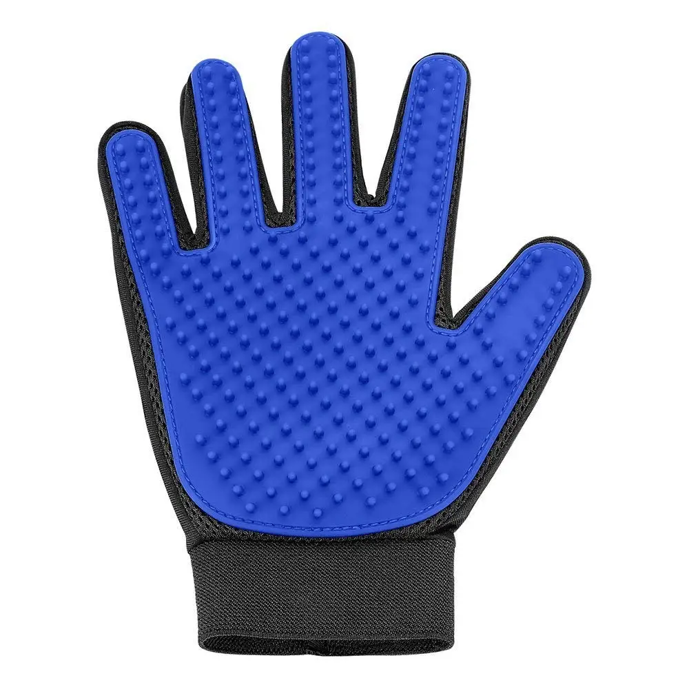 Pet Grooming Gloves Cat Brushes Gloves for Gentle Shedding - Efficient Pets Hair Remover Mittens 1 Pair (Blue)
