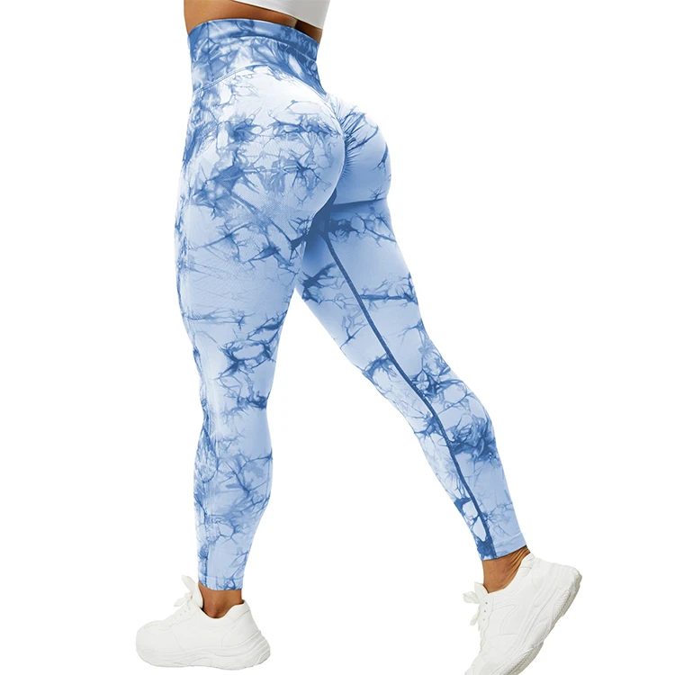 Private Label Yoga Pants Para Mujer Workout Tights High Waist Women Tie Dye Seamless Scrunch Butt Leggings For Women