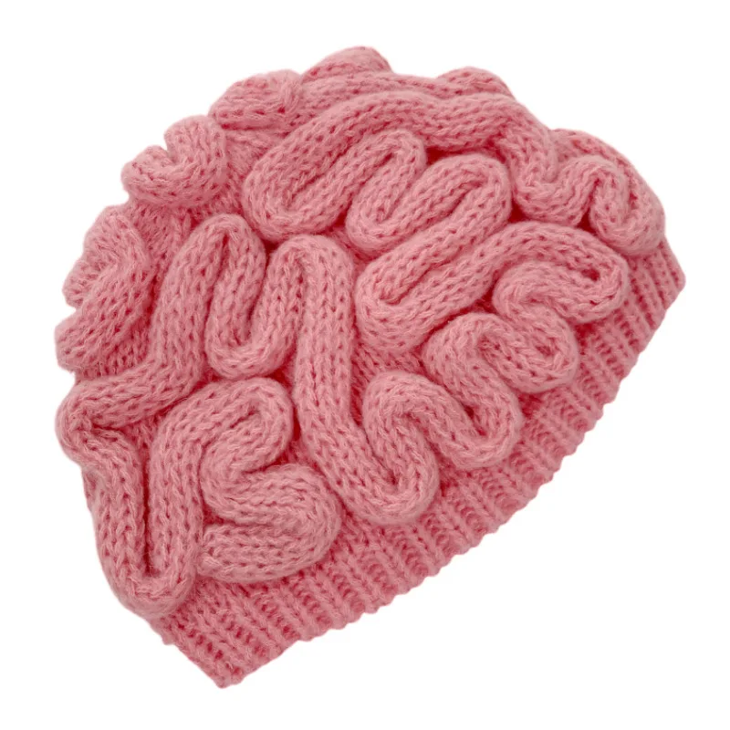Multi-color brain hat female autumn and winter handmade funny brain flower knitted warm woolen hat Moon cold hat