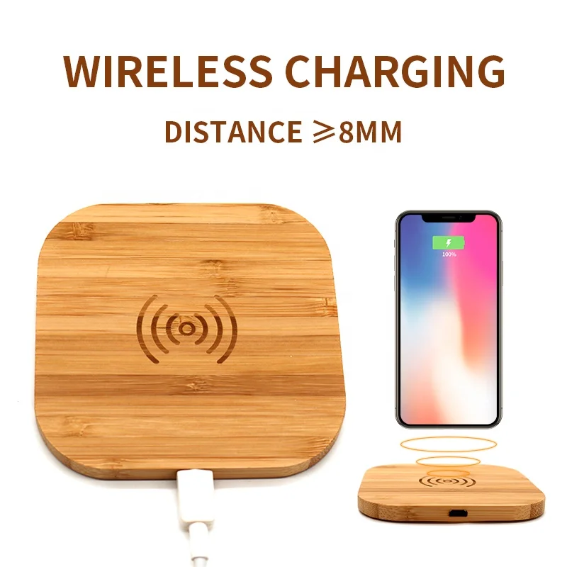 
2021 hot selling New design wood wireless charge pad long distance bamboo factory best price qi universal wireless charging 