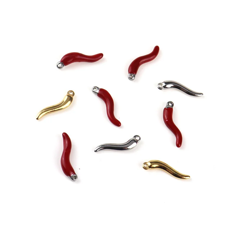 Simple DIY jewelry stainless steel 18k gold red hot pepper pendant