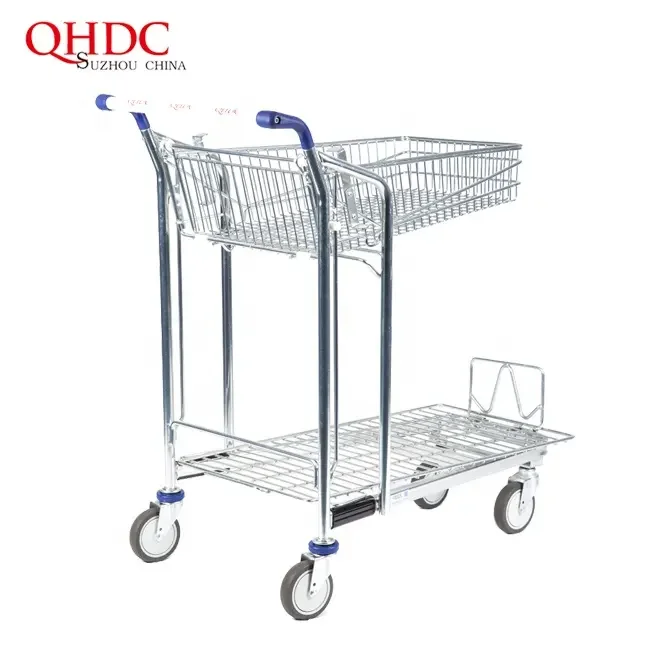 Hot Sale flat stainless steel airport Luggage four-wheel passenger baggage cart