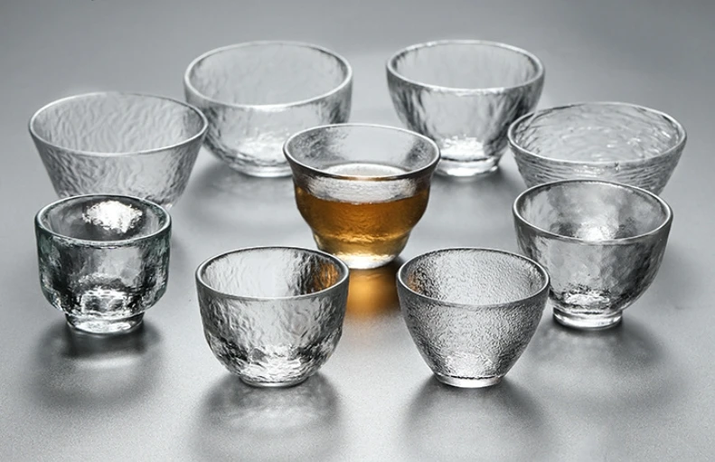 Japanese style glass tea cups lovely small hammered glass water cup 2oz 3oz 4oz drink coffee can cup wholesale