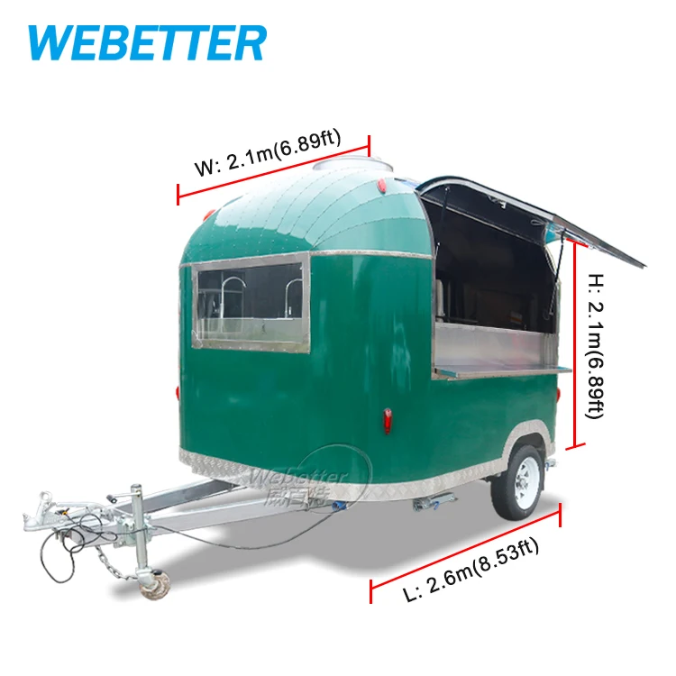 WEBETTER Foodtrailer Stainless Steel Food Truck Mobile Fast Food Cart Food Vending Carts for Sale