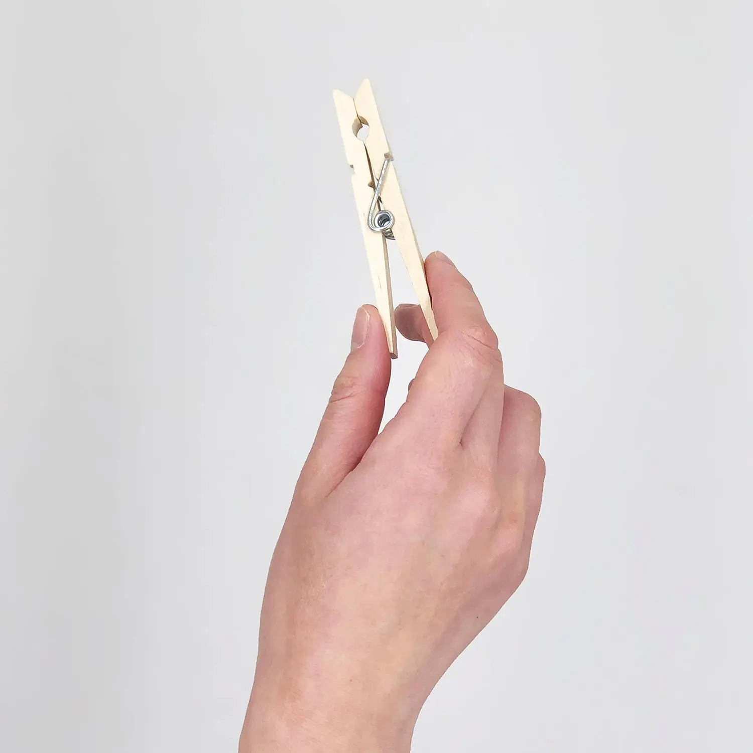 Wood Clothespins with Spring - Value Pack of 50 Clips, Rust Resistant with Heavy-Duty Coil for Line Drying Laundry, Chip Bags