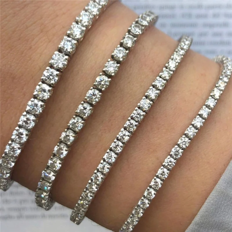 ZF Iced Out браслет из моиссанита серебро 925 пробы Теннисный женские и мужские ювелирные изделия с бриллиантами стерлингового