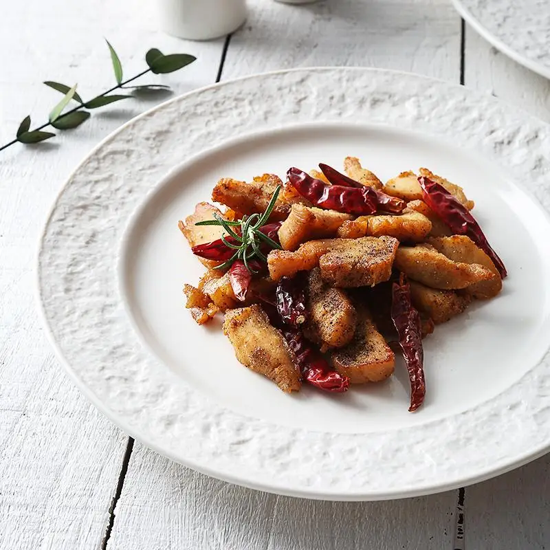 Nordic restaurant hotel Western steak plate Dessert Salad Steak Plate Ceramic Dinnerware Round Flat Plate