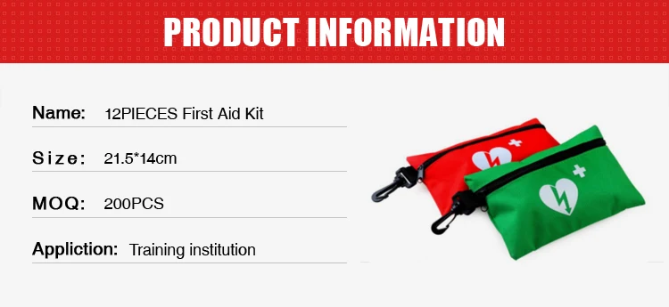 Customized AED Rescue CPR First Aid Prep Student Kit For Fast Response Breathig Red And Green Nylon Bag
