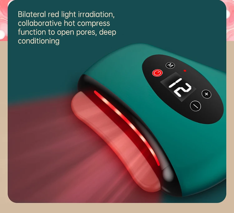 Arc Scraping Warm Compress Natural Facial Massage Heating Intelligent Electric Gua Sha Massager Real Bian Stone Gua Sha