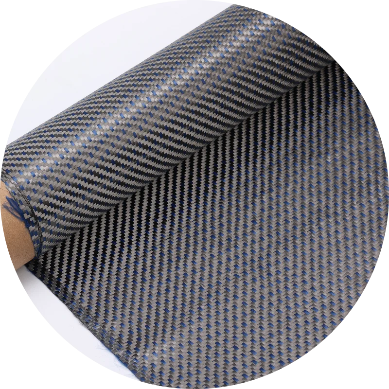 3k 2+1 Twill  hybrid fabric red blue  Carbon Fiber
