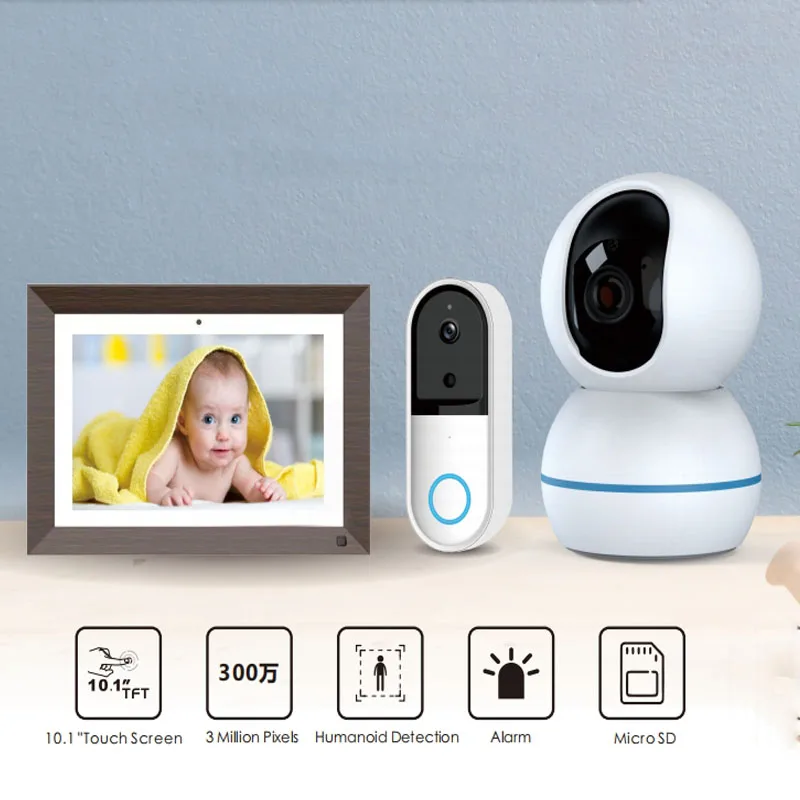 10.1 Inch Smart WiFi Digital Photo Frame HD Touch Screen Works with WiFi Camera Doorbell