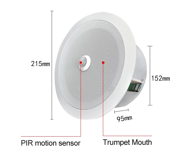 Exhibition Entrance Topside Ceiling Loud Infrared Motion Sensor Alarm Warning Speaker