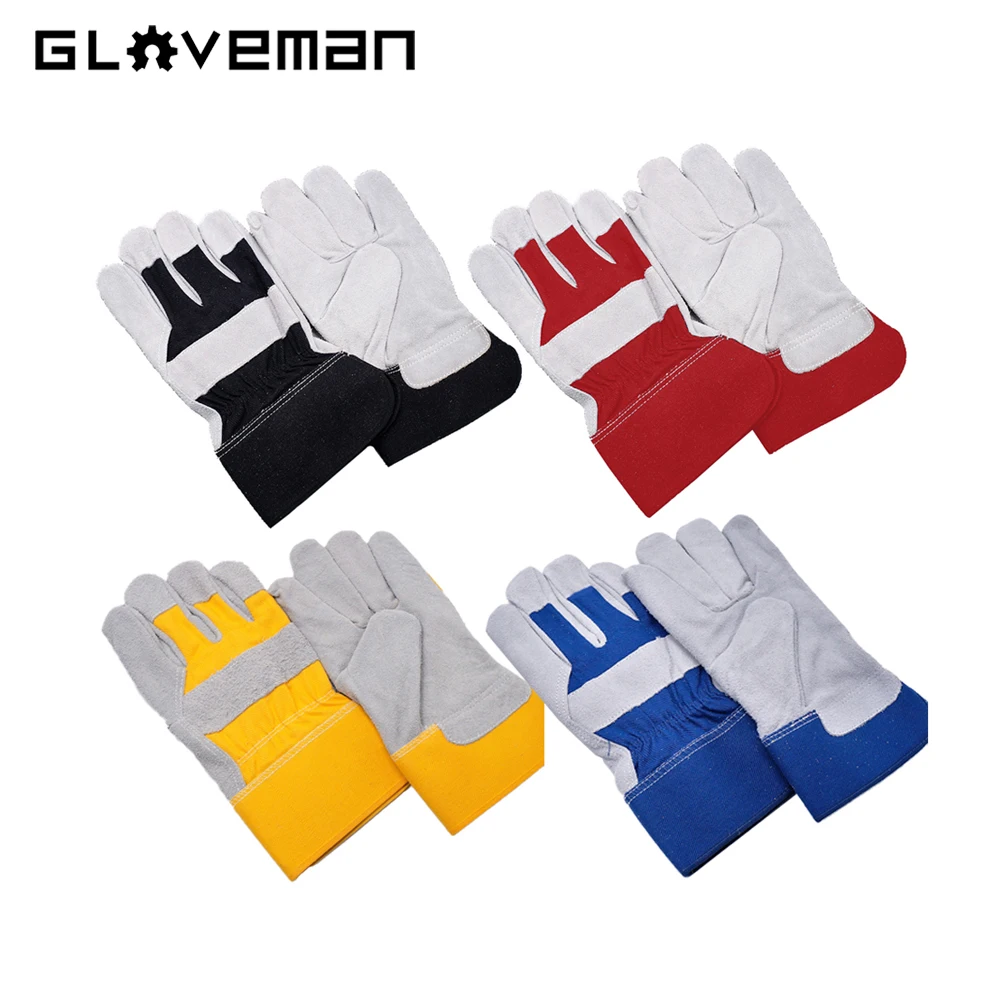 Сверхпрочная конструкция GLOVEMAN из воловьей кожи устойчивая к порезам промышленный риггер Безопасная рабочая парусина коровьей спилковой