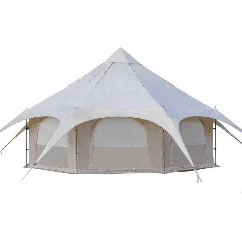 DDP Ready In Stock Customized Outdoor Luxury Glamping Bell Tents Dome Tepee for Family Camping