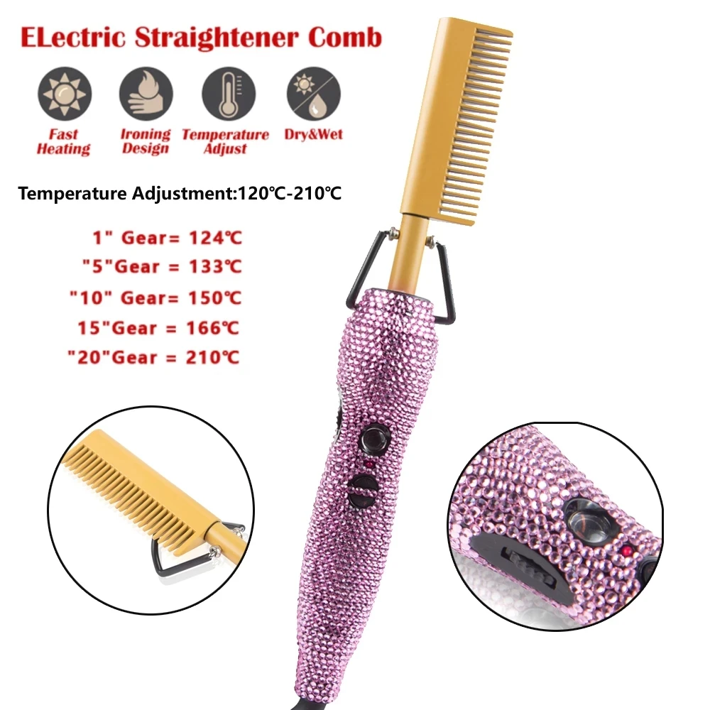 Private Label Portable Hair Brush Straightener Professional Electric Hair Straightener Comb Hot Comb