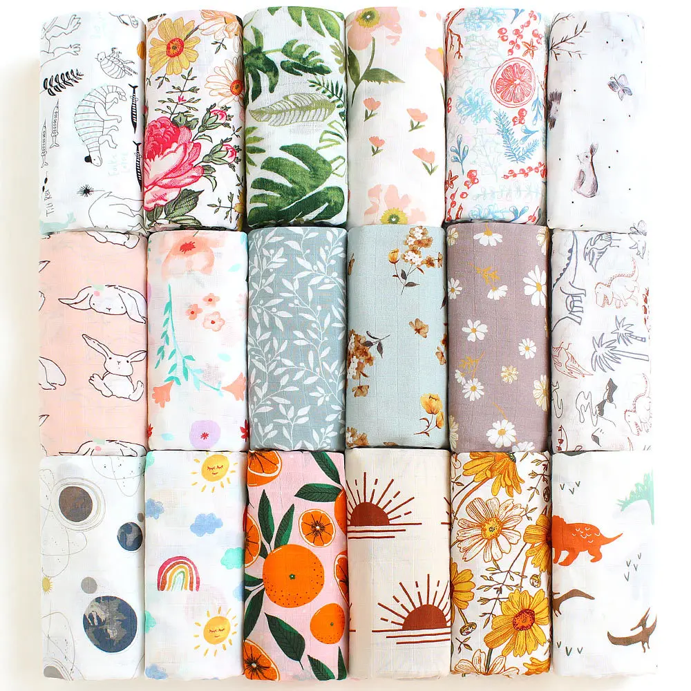 Wholesale Newborn Baby Receiving Blanket Soft Swaddle Wrap 70% Bamboo 30% Cotton Baby Muslin Swaddle Blanket