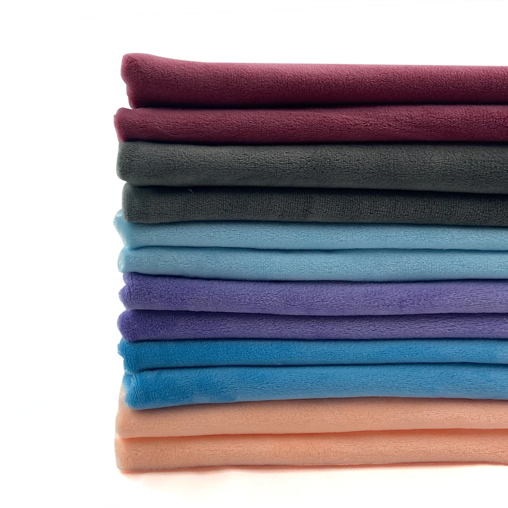 Hot selling custom 1.5mm plush clothing fabric made of 100% polyester 160g, with high color fastness and no elasticity