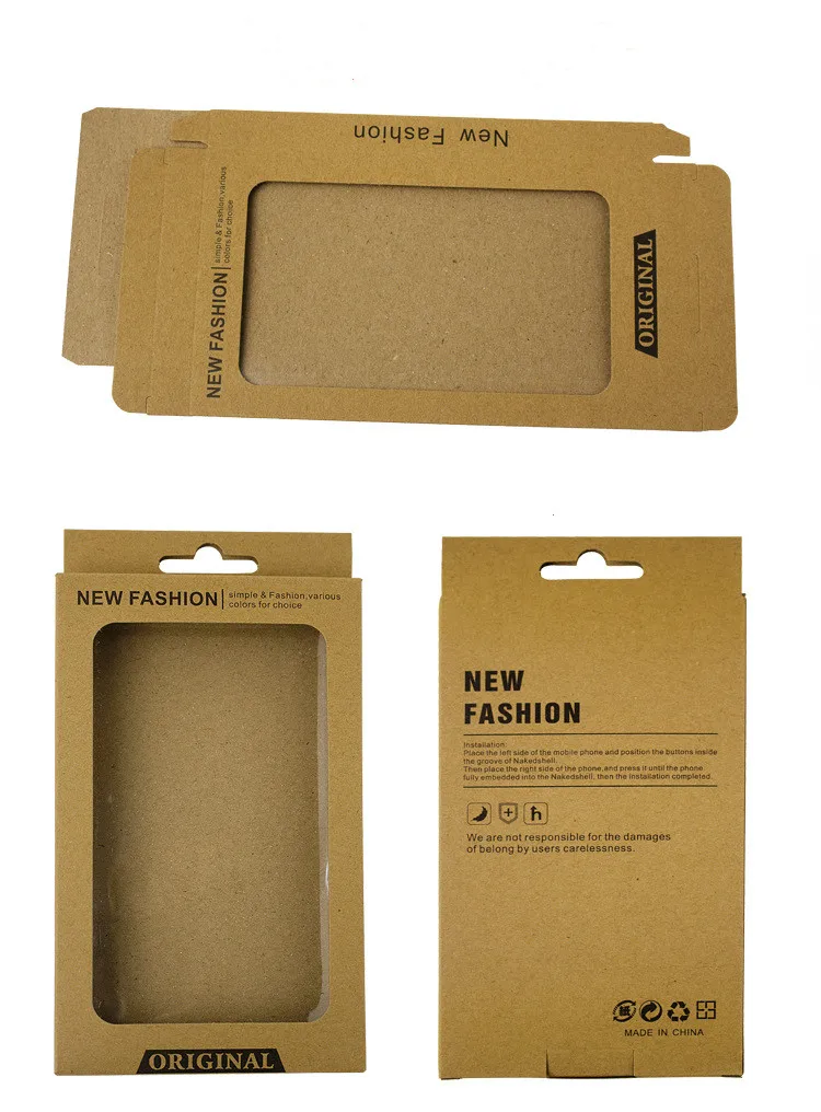Custom Logo Printing Embossed Window Recycled Kraft Paper Electronic Folding Packaging Box
