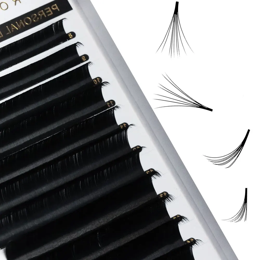Wholesale Soft Korean PBT Fiber Auto Fans Natural Length Volume Fans Easy Fan Eyelash Extensions