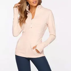 custom high performance plain solid seamless full zipper slim fitness yoga gym jacket women