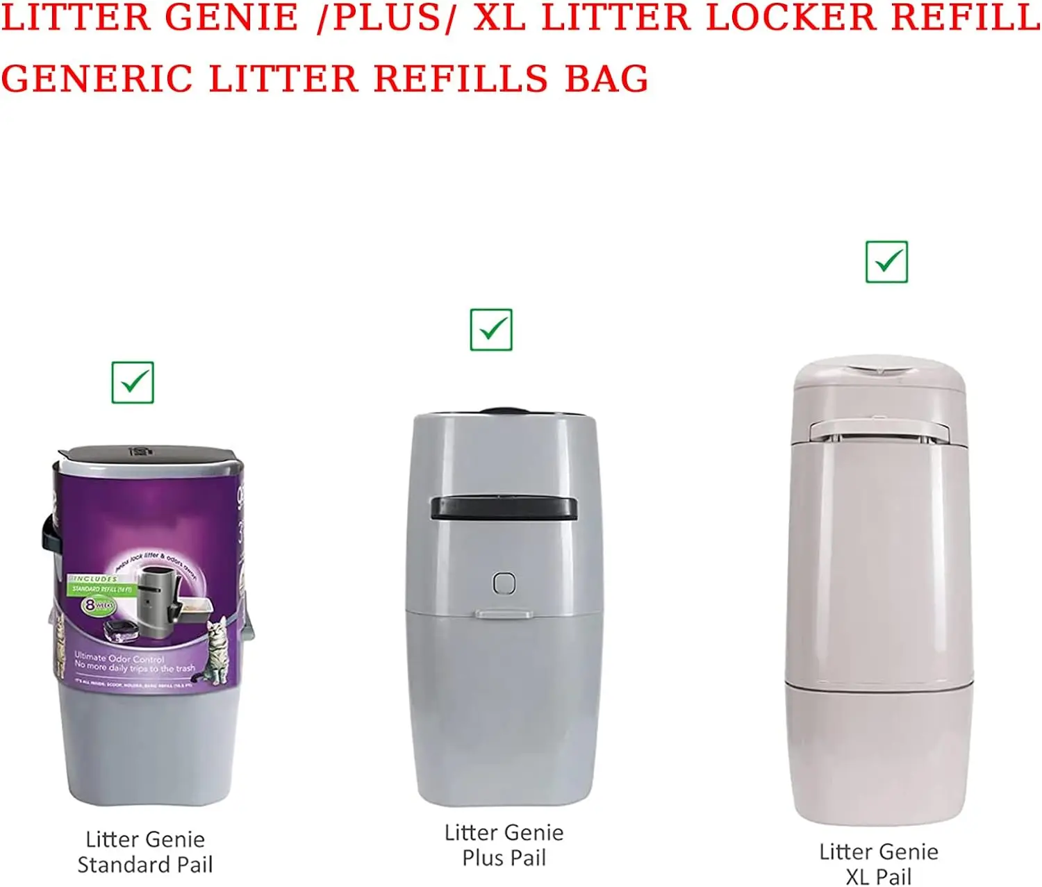 Cat Litter Refills Bag Compatible with Your Standard Litter Genie/Plus/XL Litter Refill Generic Litter Refills Bag
