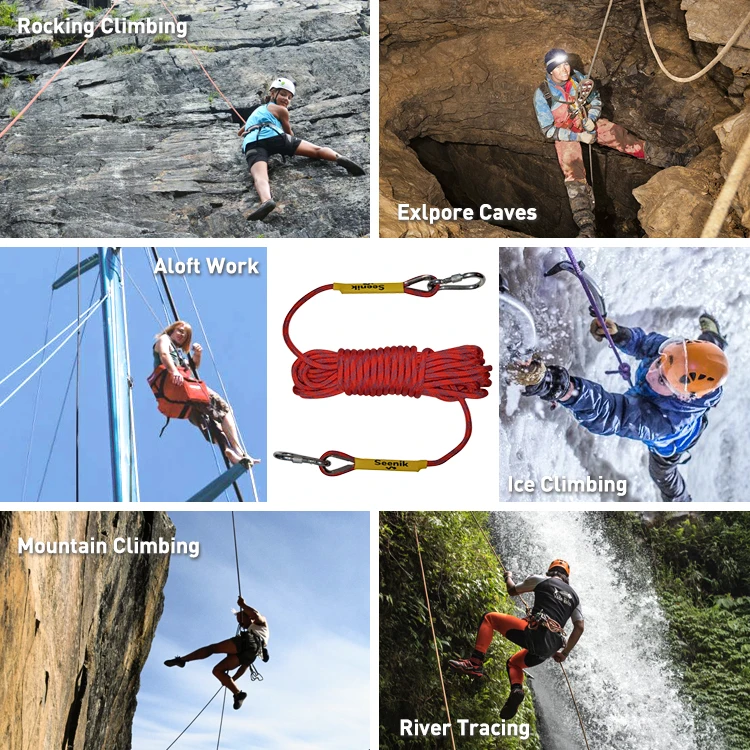 10mm polyester outdoor climbing rope  escape rope 10M(32ft)  rock climbing safety  rope