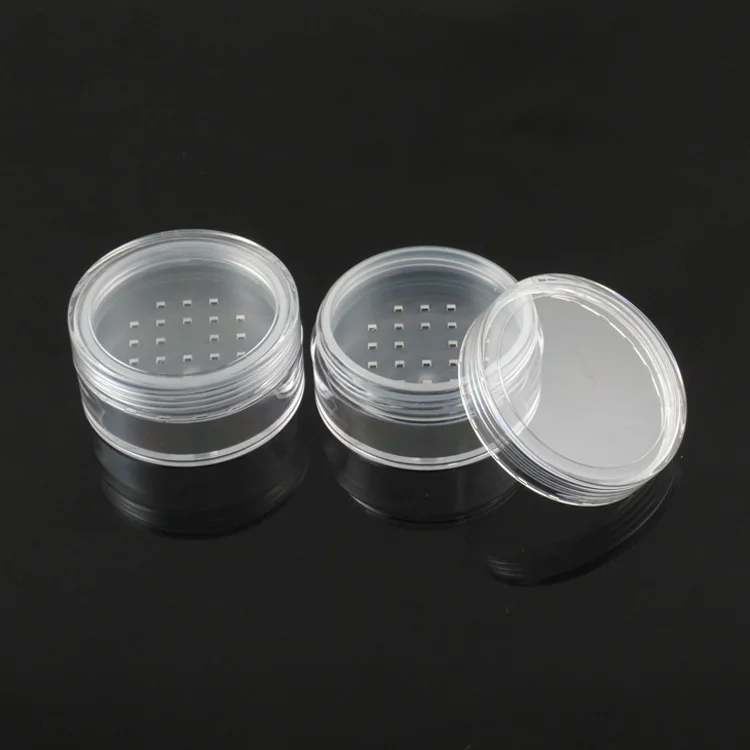 
moq 500pcs TM-ES1837 20ml clear cosmetic loose powder container plastic clear powder case 