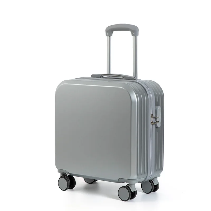 Fashion 18inch silver travelling trolley suitcase airport travel ABS PVC trolley suitcases 2pcs luggage sets