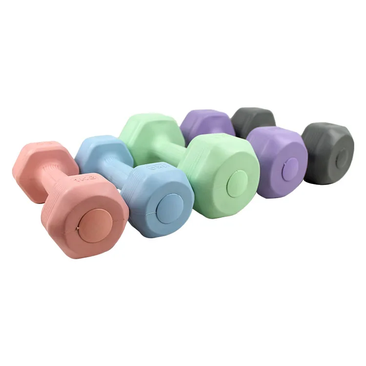 China Factory  Wholesale 1kg 2kg 3kg Colored PVC Cement Free Weight dumbbell with cheap price