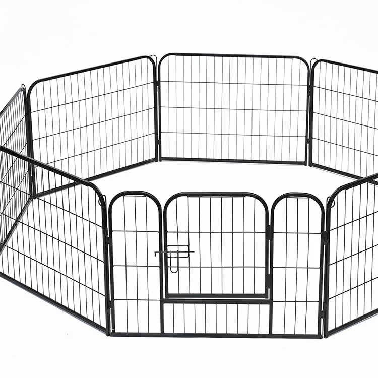 Portable 8-Panel Pet Playpen Breathable Small Animals Exercise Pen Cats Outdoor Fence Button Metal Wire Iron Steel Nylon Plastic