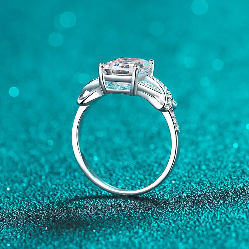SPJ Hot Selling Fashion Jewelry Emerald Cut 3ct Cubic Zircon 925 Sterling Silver Rings for Women Classic Solitaire Ring
